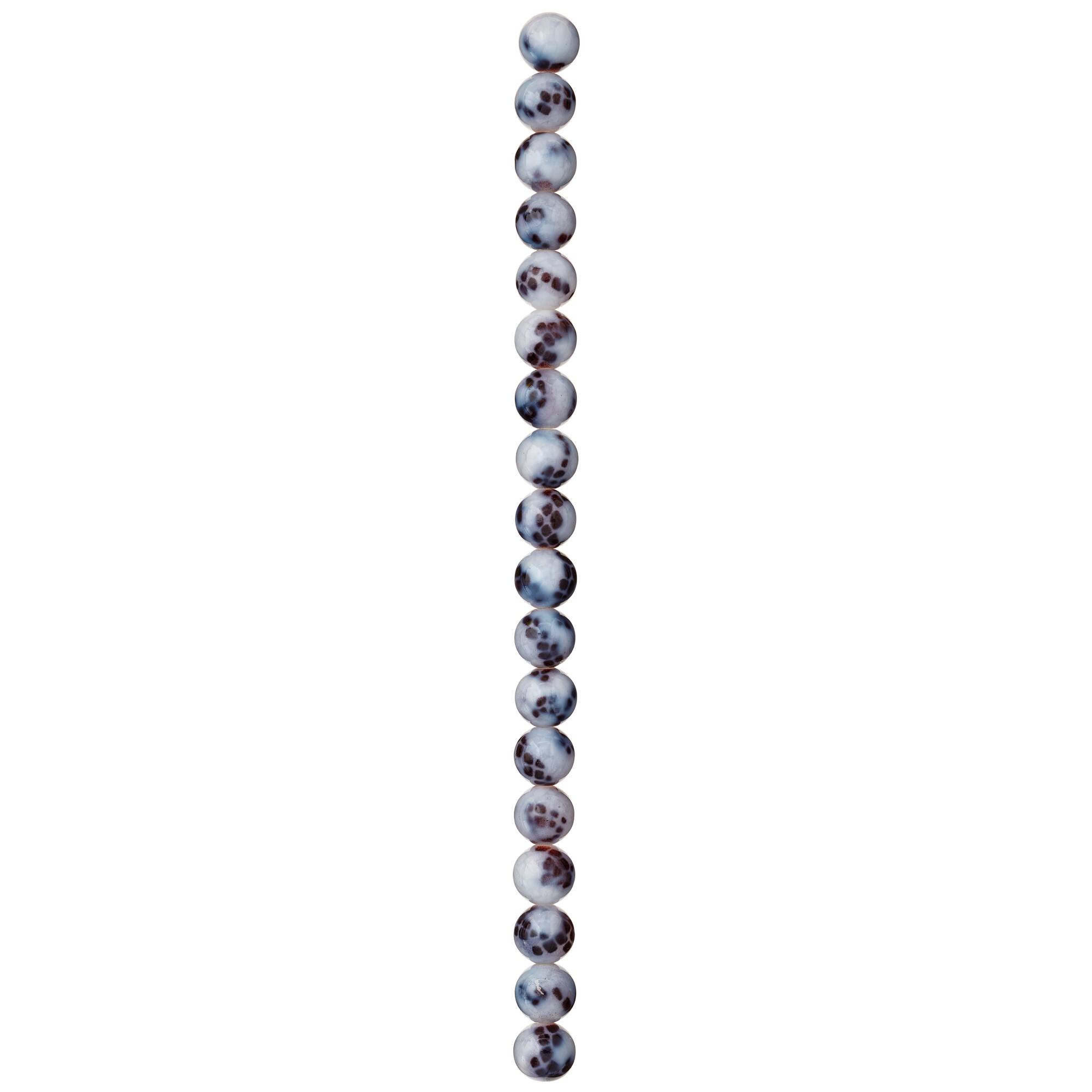 White & Black Snake Glass Round Beads, 10mm by Bead Landing™